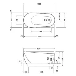 Duravit DuraFaro Badewanne 150 X 70 Cm -Emco Badewannen Verkäufe duravit badewannen durafaro 150 x 70 11028625