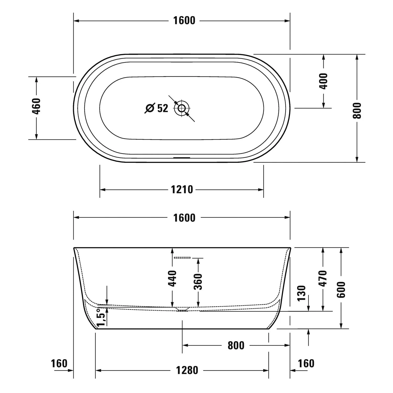 Duravit Soleil By Starck Badewanne Freistehend 160 X 80 Cm 2 Duravit Soleil By Starck Badewanne Freistehend 160 X 80 Cm – Bild 2