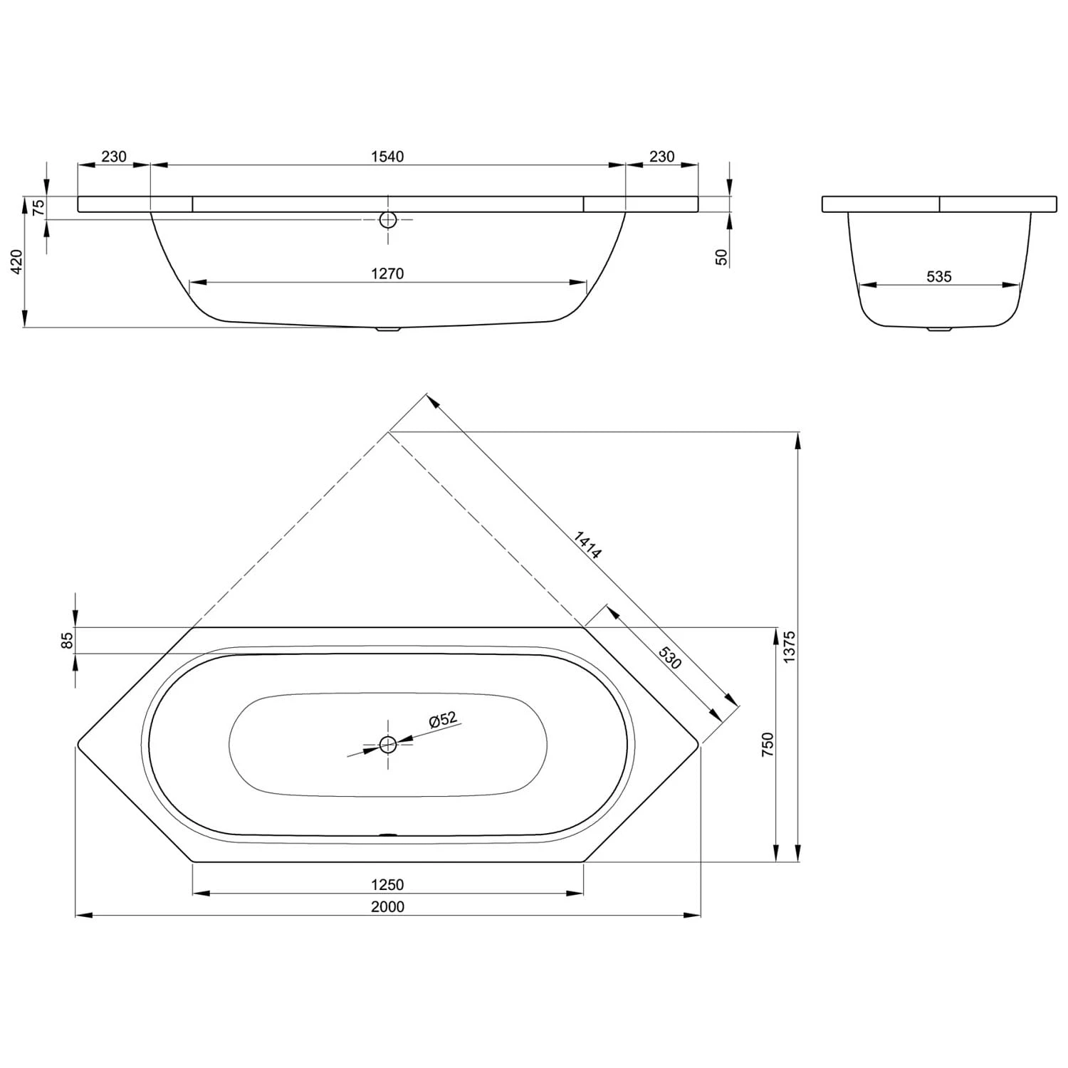 Bette Starlet 6-Eckwanne 200 X 75 X 42 Cm 1 Bette Starlet 6-Eckwanne 200 X 75 X 42 Cm