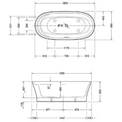 Duravit Cape Cod Badewanne Freistehend 185,5 X 88,5 Cm -Emco Badewannen Verkäufe hersteller duravit badewannen cape cod freistehend 731532