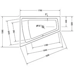 Duravit Paiova Whirlwanne 170 X 130 Cm Mit Combi-System P, Rückenschräge Links