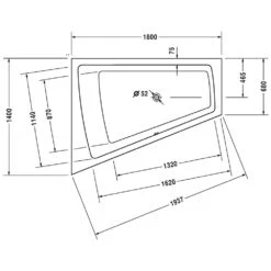 Duravit Paiova Whirlwanne 180 X 140 Cm Mit Combi-System P, Rückenschräge Links