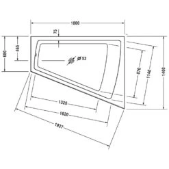Duravit Paiova Whirlwanne 180 X 140 Cm Mit Combi-System E, Rückenschräge Rechts