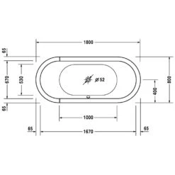 Duravit Starck Oval Whirlwanne 180 X 80 Cm Freistehend Mit Combi-System P, Zwei Rückenschrägen