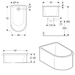 Geberit Bambini Asymetrische Badewanne 40 L