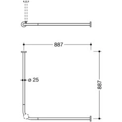 HEWI System 900 Vorhangstange Für Duschwanne 90 X 90 Cm