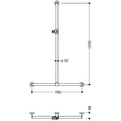 HEWI System 900 Duschhandlauf, 125 X 76,5 X 8,8 Cm