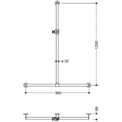 HEWI System 900 Duschhandlauf, 125 X 96,5 X 8,8 Cm
