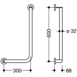 HEWI System 900 Winkelgriff, 60 Cm, Links