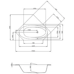 Hoesch Armada Sechseck-Badewanne 200 X 90 Cm Überlauf Rechts