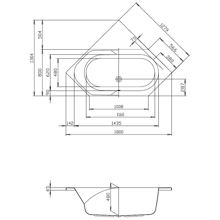 Hoesch Spectra Sechseck-Badewanne 180 X 80 Cm 2 Hoesch Spectra Sechseck-Badewanne 180 X 80 Cm – Bild 2