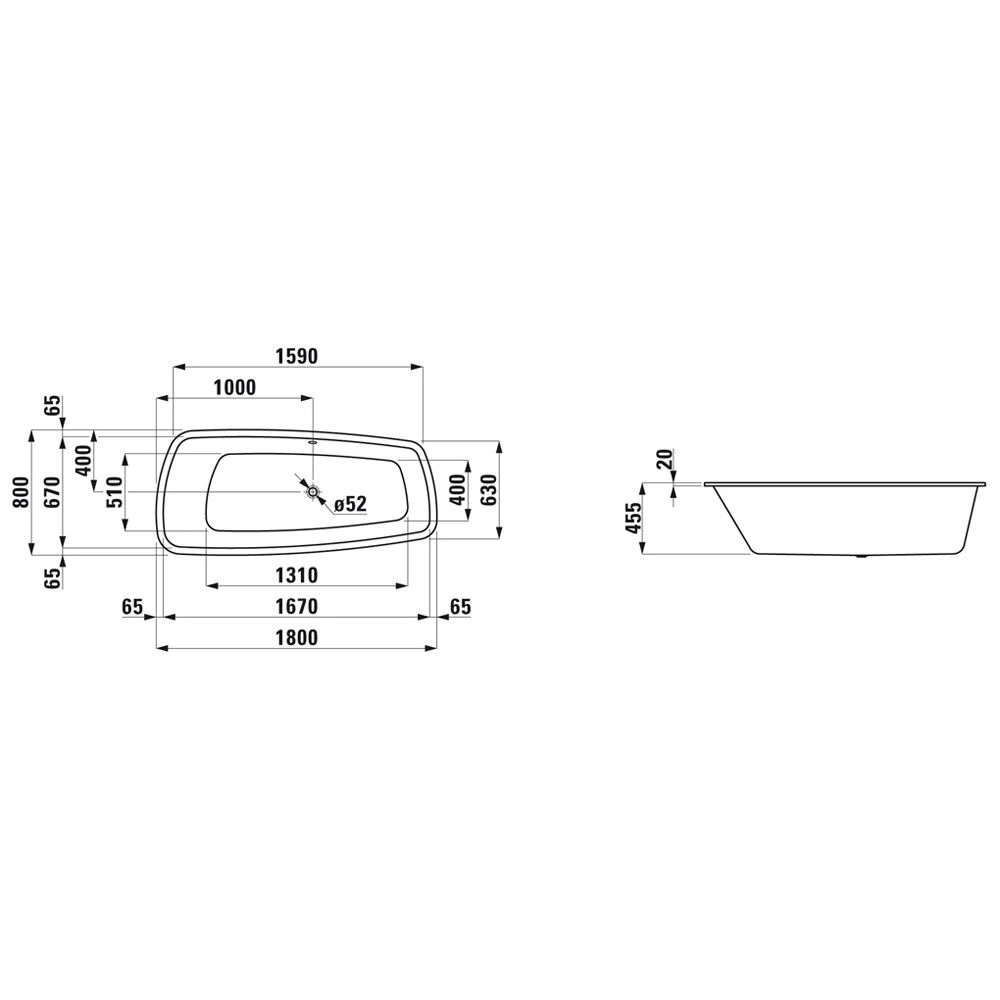 LAUFEN Palomba Badewanne 180 X 80 Cm, Einbauversion 1 LAUFEN Palomba Badewanne 180 X 80 Cm, Einbauversion