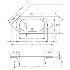 Steinkamp Life Sechseckbadewanne 200 X 90 Cm
