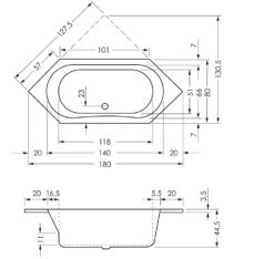 Steinkamp Life Sechseckbadewanne 180 X 80 Cm