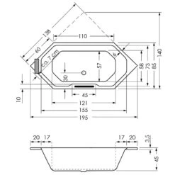 Repabad Pegasus 195 N Sechseck-Badewanne