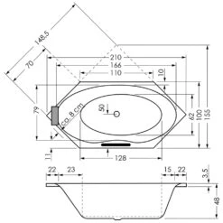 Repabad Narvik 210 Sechseckbadewanne 210 X 100 Cm Mit Rückentherapie -Emco Badewannen Verkäufe hersteller repabad whirlpools sechseckwhirlwannen narvik 210 1412021