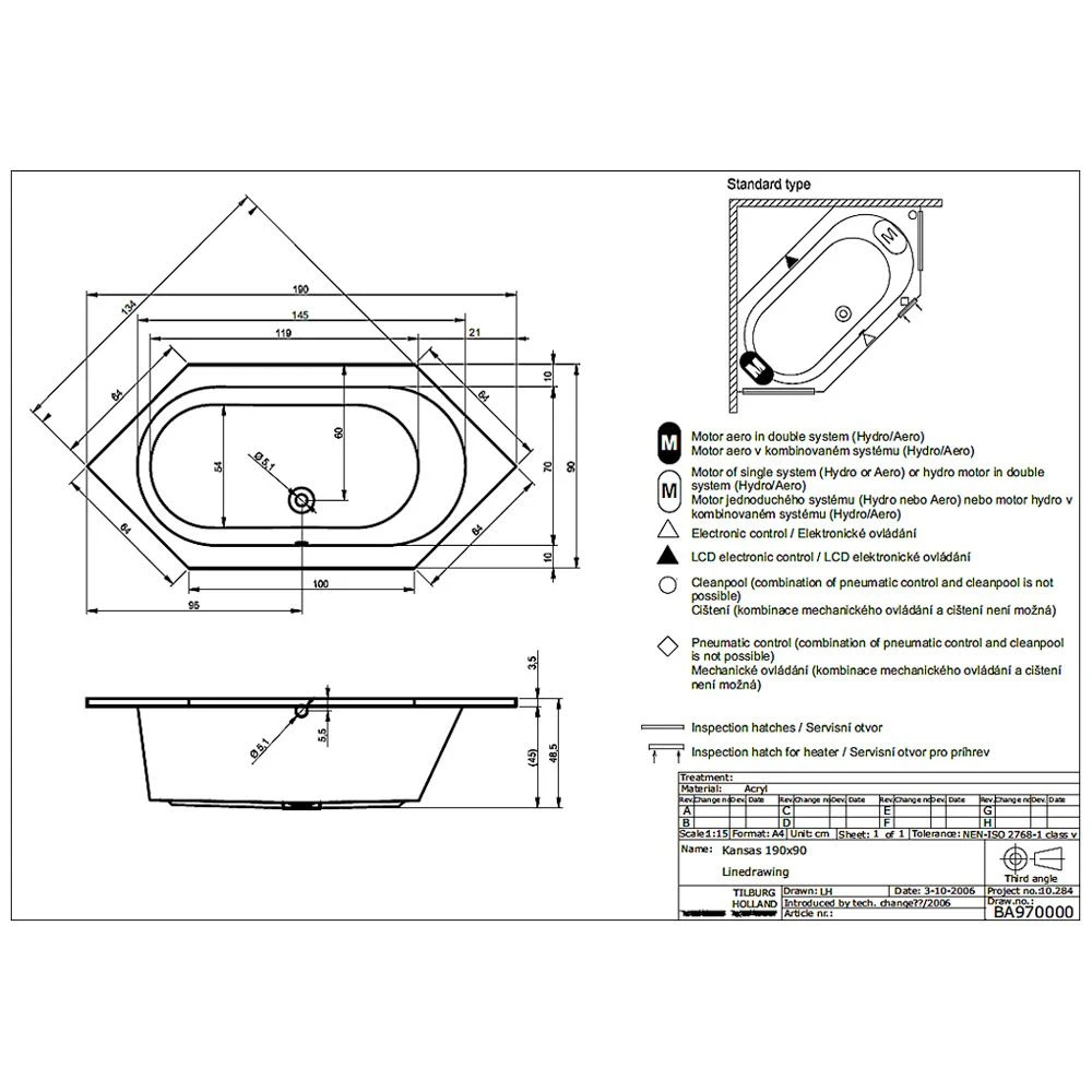 Riho Kansas 6-Eck-Badewanne 190 X 90 Cm 1 Riho Kansas 6-Eck-Badewanne 190 X 90 Cm