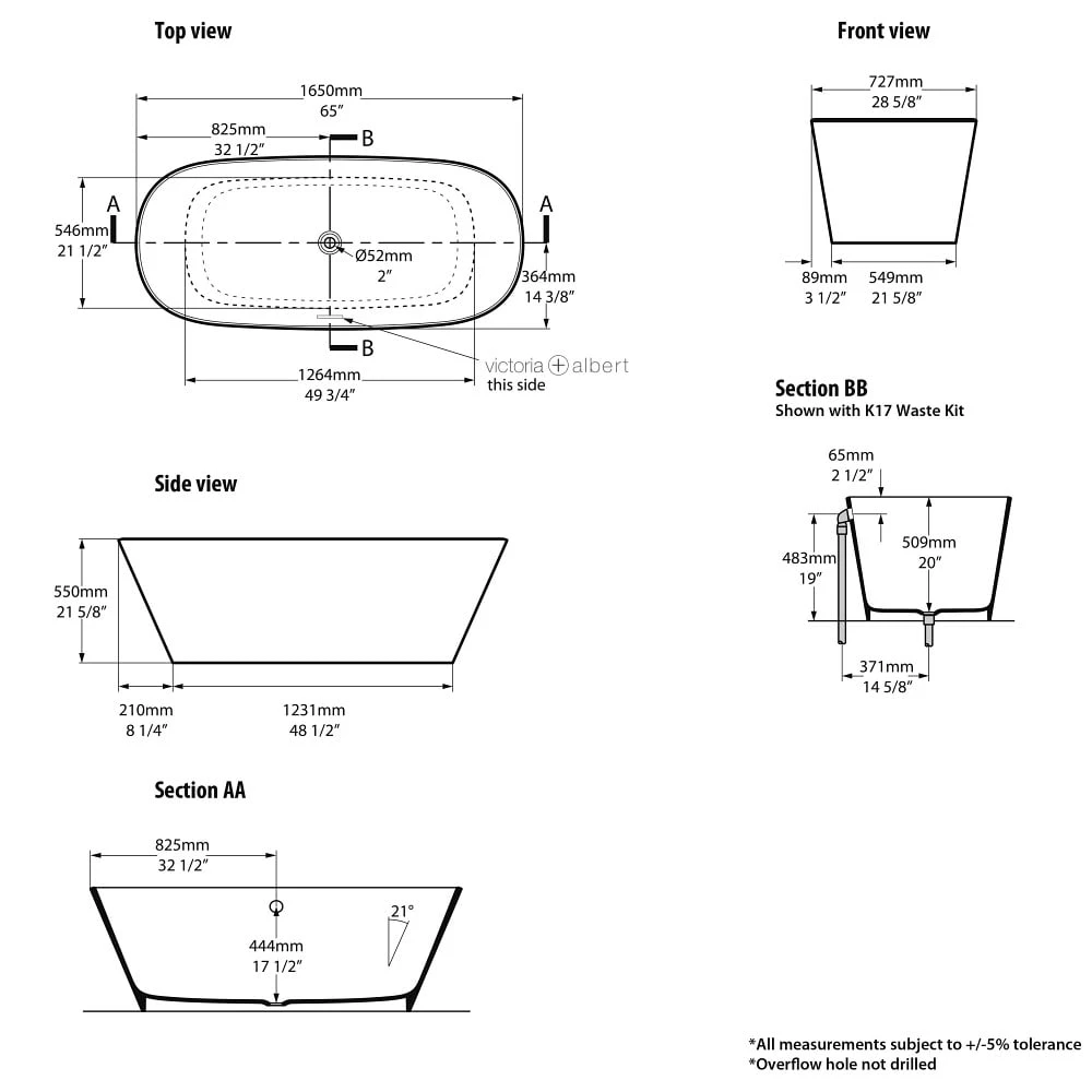Victoria & Albert Vetralla 1650 Freistehende Badewanne 3 Victoria & Albert Vetralla 1650 Freistehende Badewanne – Bild 3