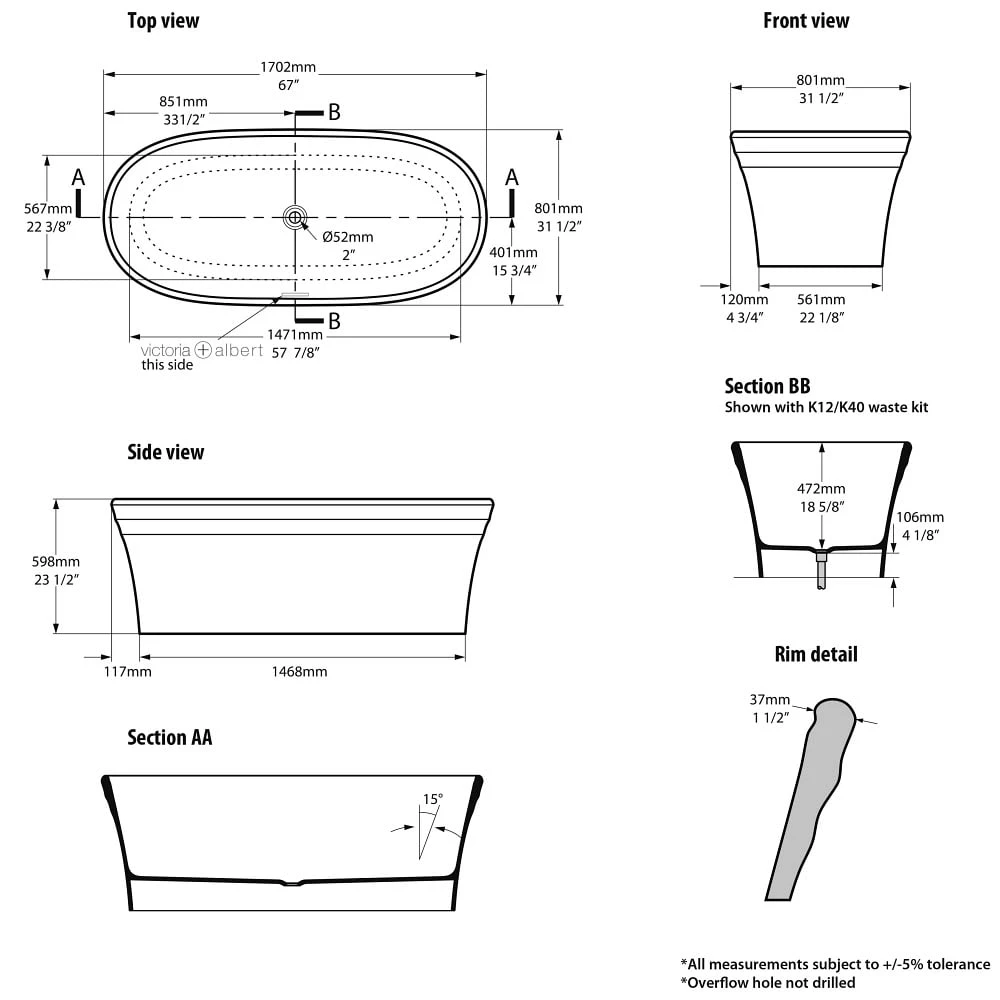 Victoria & Albert Warndon Freistehende Badewanne 4 Victoria & Albert Warndon Freistehende Badewanne – Bild 4