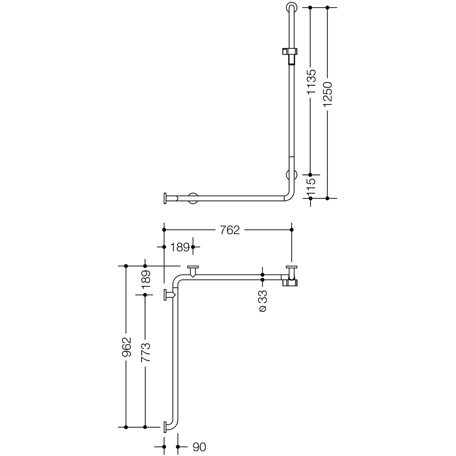 HEWI Serie 805 Classic Duschhandlauf Mit Brausehalterstange 125 X 76,2/96,2 Cm, Ausführung Links 1 HEWI Serie 805 Classic Duschhandlauf Mit Brausehalterstange 125 X 76,2/96,2 Cm, Ausführung Links