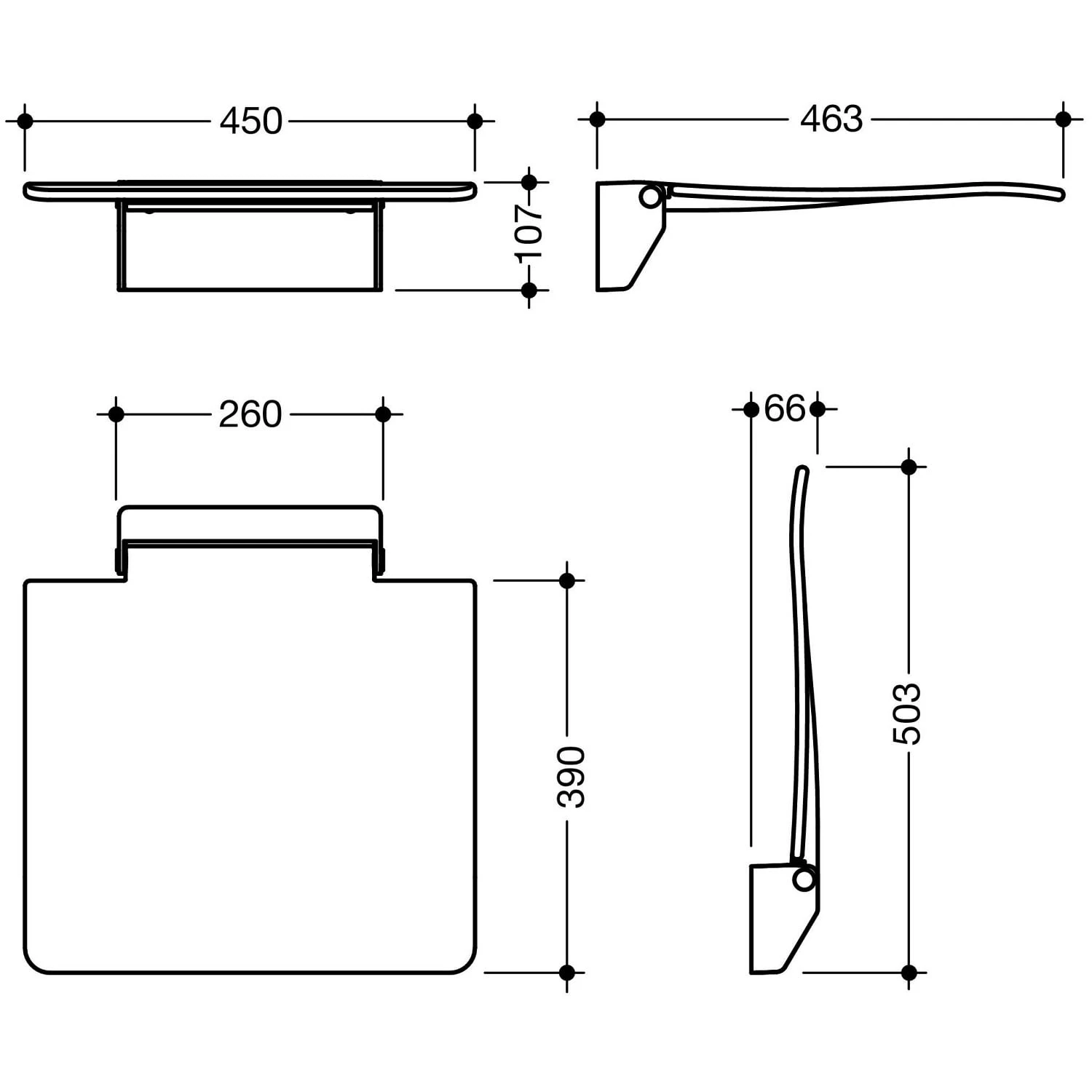 HEWI Serie 805 Classic Klappsitz 450 2 HEWI Serie 805 Classic Klappsitz 450 – Bild 2