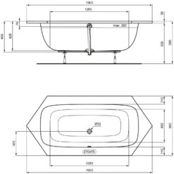 Ideal Standard I.life Sechseck-Badewanne 190 X 90 Cm -Emco Badewannen Verkäufe ideal standard badewannen life sechseck 190 11024260