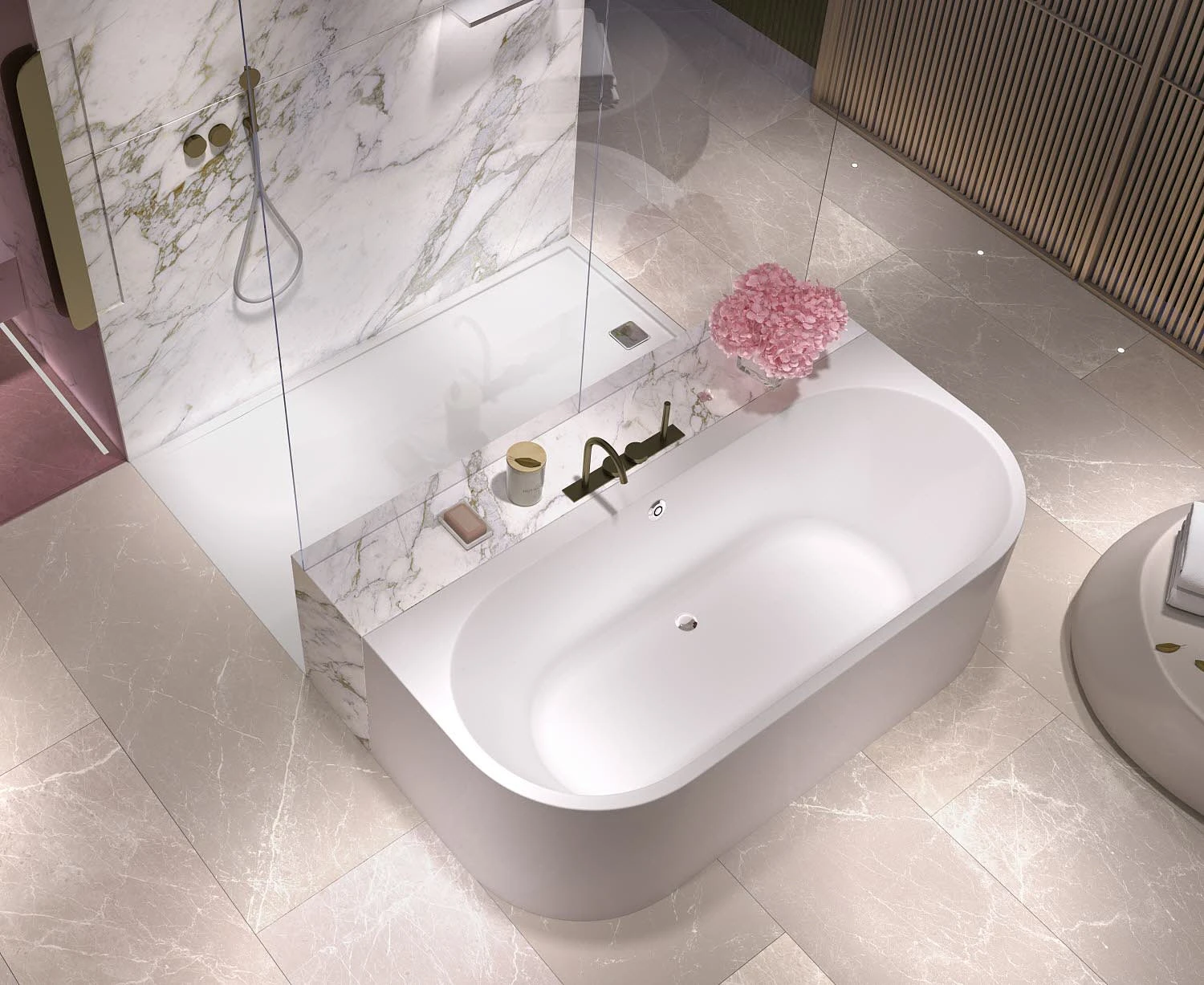 Polypex Calina Halbfreistehende Badewanne Inkl. Ab- Und Überlaufgarnitur Mit Integriertem Wanneneinlauf 3 Polypex Calina Halbfreistehende Badewanne Inkl. Ab- Und Überlaufgarnitur Mit Integriertem Wanneneinlauf – Bild 3