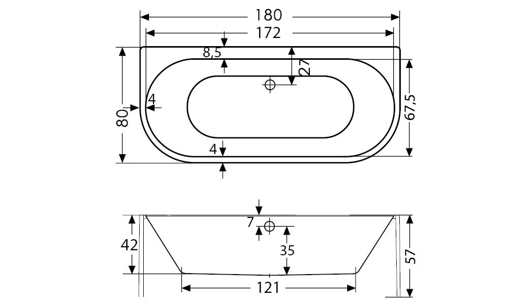 Polypex Calina Halbfreistehende Badewanne Inkl. Ab- Und Überlaufgarnitur Mit Integriertem Wanneneinlauf 4 Polypex Calina Halbfreistehende Badewanne Inkl. Ab- Und Überlaufgarnitur Mit Integriertem Wanneneinlauf – Bild 4