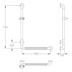 Silver Age System Winkelgriff 50 X 75 Cm, Mit Brausehalter U. Struktur