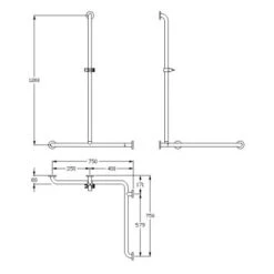 Silver Age System Duschhandlauf 75 X 75 X 120 Cm, Mit Brausestange Mitte Links