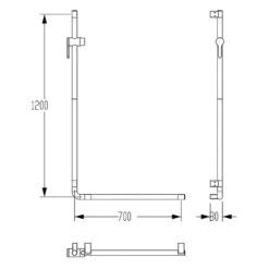 Silver Age System Winkelgriff 70 X 120 Cm, Mit Brausehalter Links