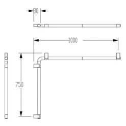 Silver Age System Duschhandlauf 75 X 100 Cm, Links