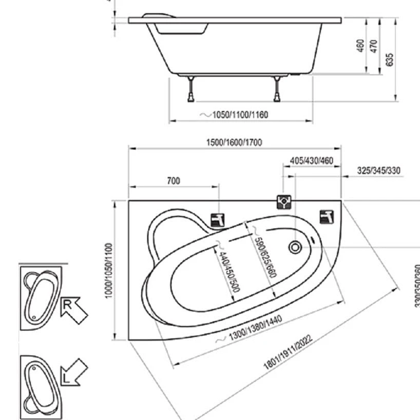 RAVAK Asymmetric Badewanne 150 X 100 Cm, Links 2 RAVAK Asymmetric Badewanne 150 X 100 Cm, Links – Bild 2